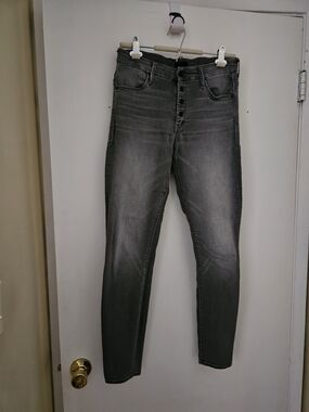 MOTHER High-Rise Skinny Ankle Jeans - Gray Wash